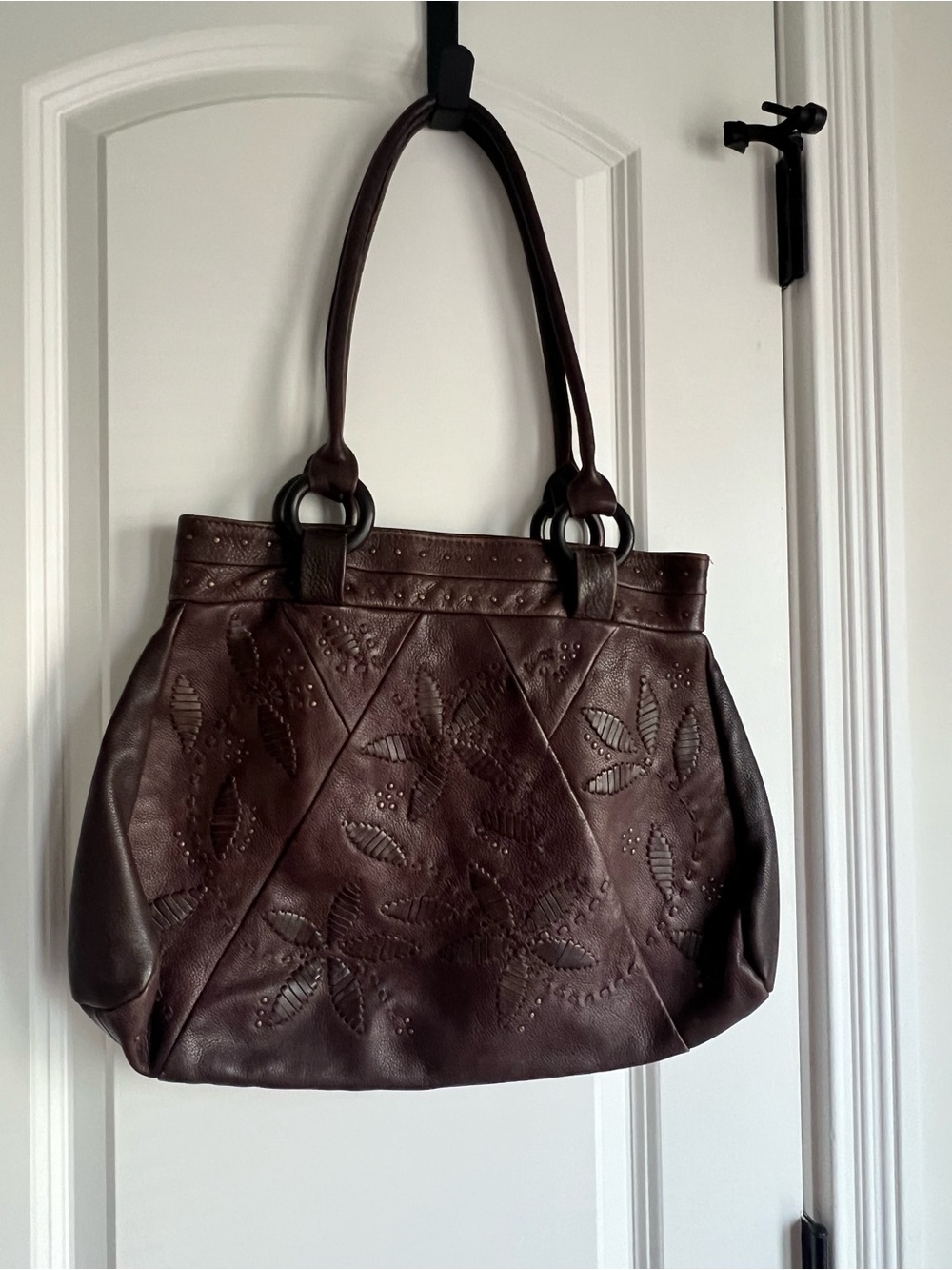 Classic Brown Floral Embossed Women’s Tote Bag